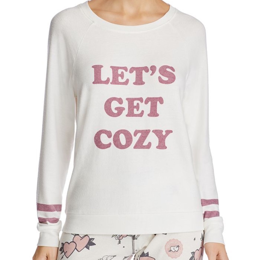 PJ SALVAGE LETS GET COZY JERSEY LONG SLEEVE SHIRT sz M